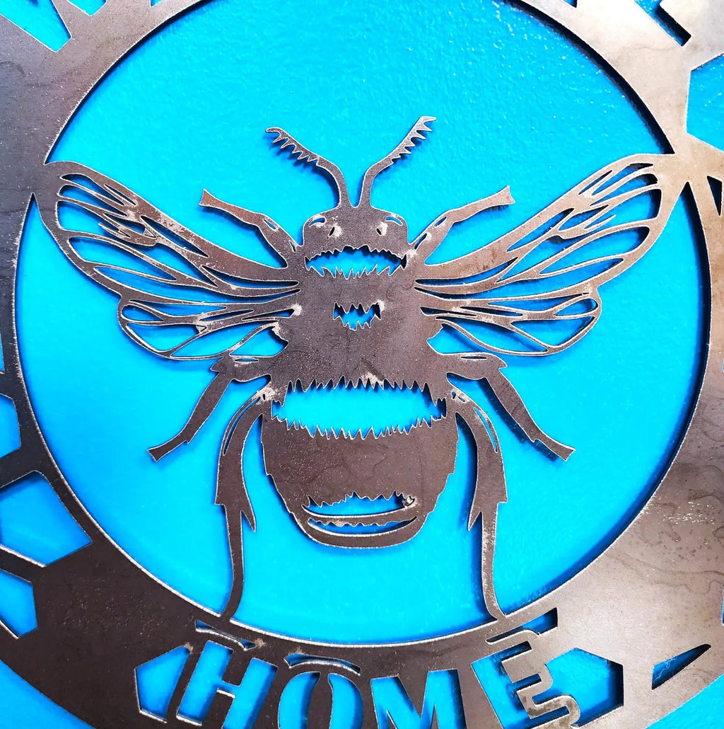 Bee-Themed Metal Welcome Sign