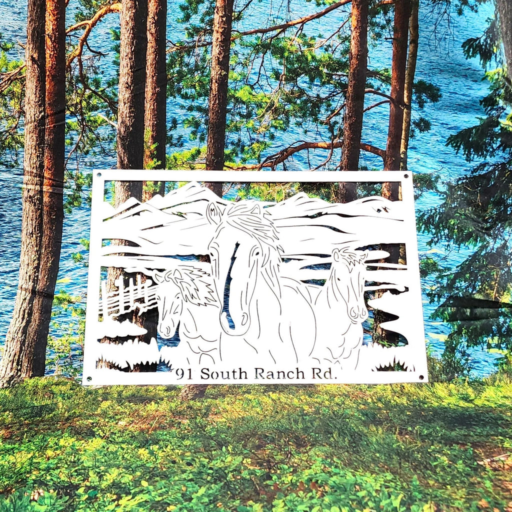 Horse & Mountain Metal Wall Art