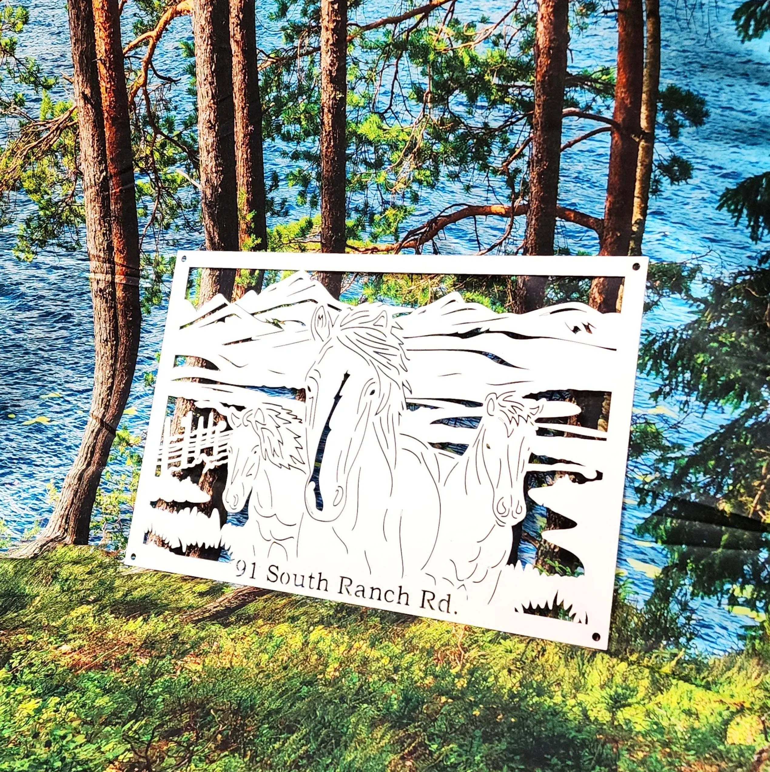 Horse & Mountain Metal Wall Art