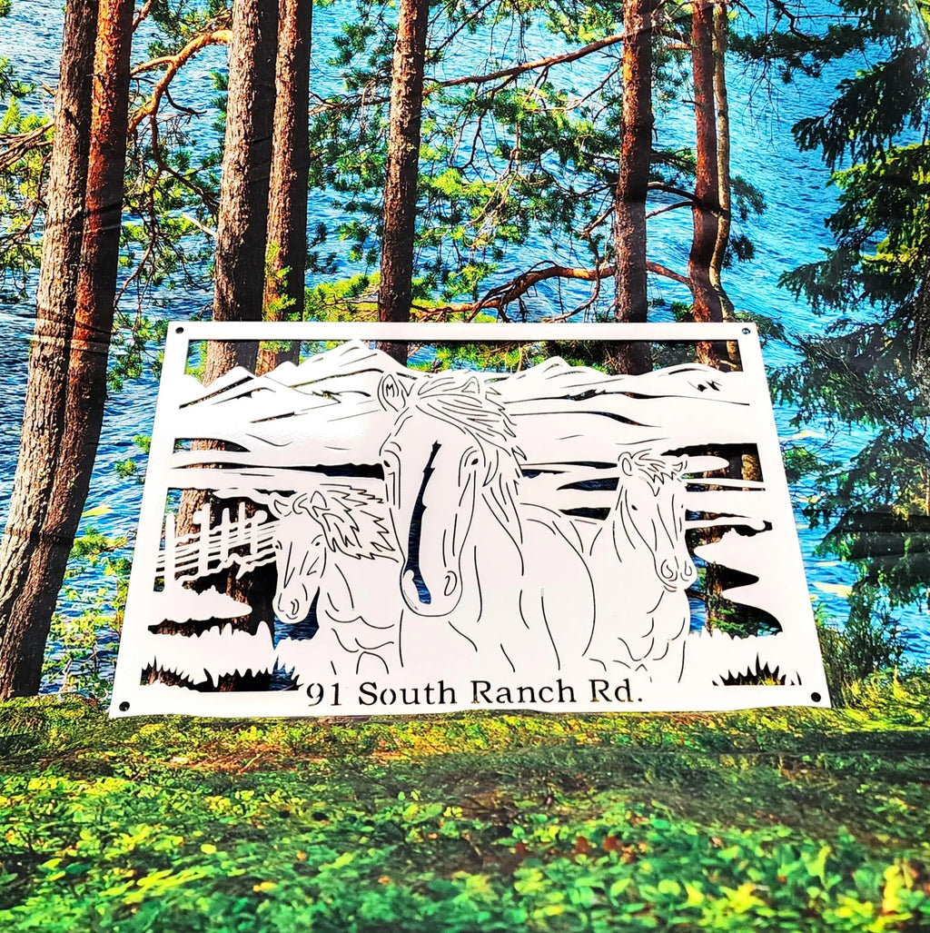 Horse & Mountain Metal Wall Art
