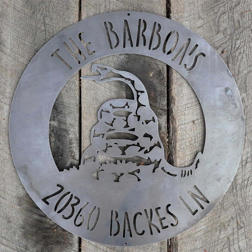 Gadsden-Style Snake Metal Address Sign