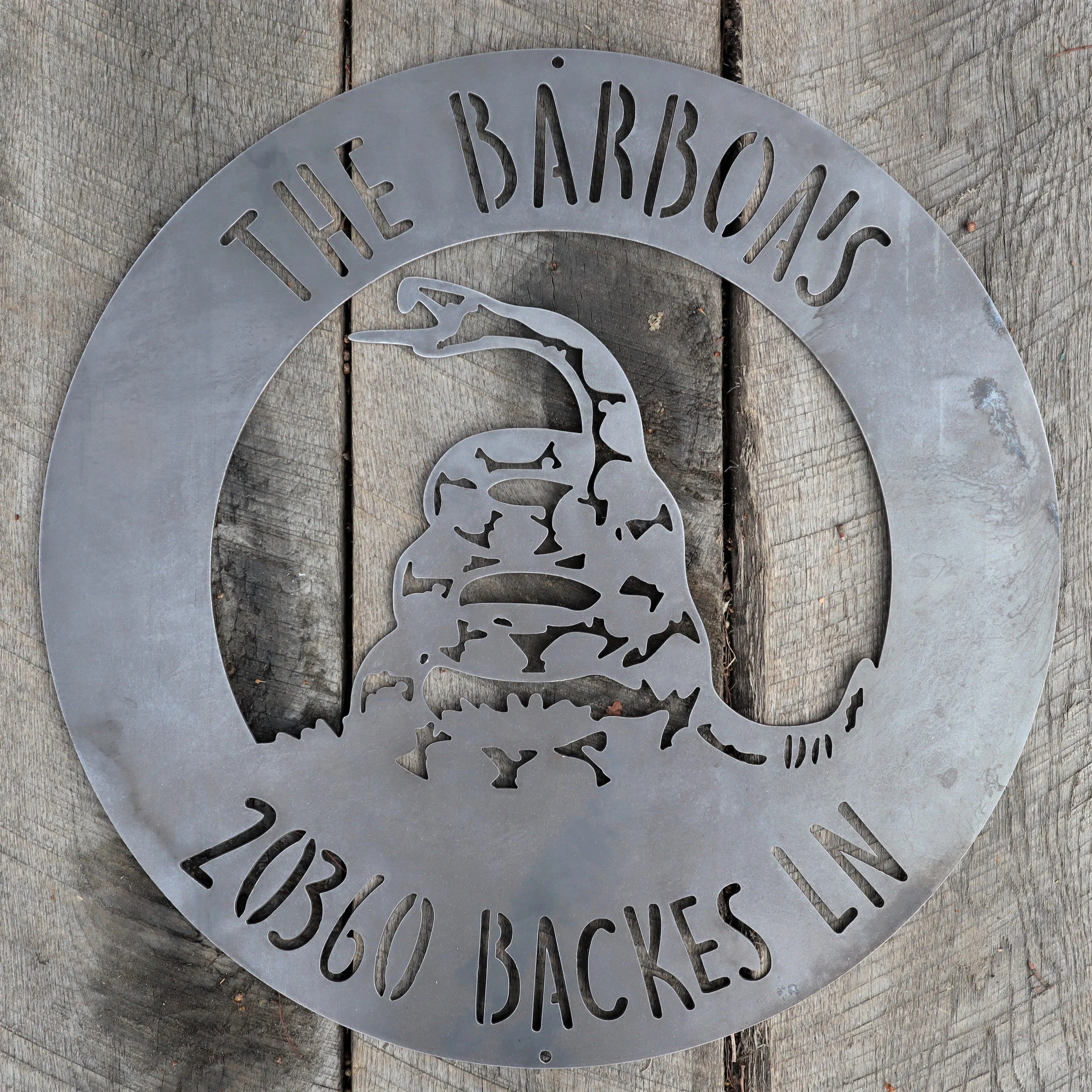 Gadsden-Style Snake Metal Address Sign