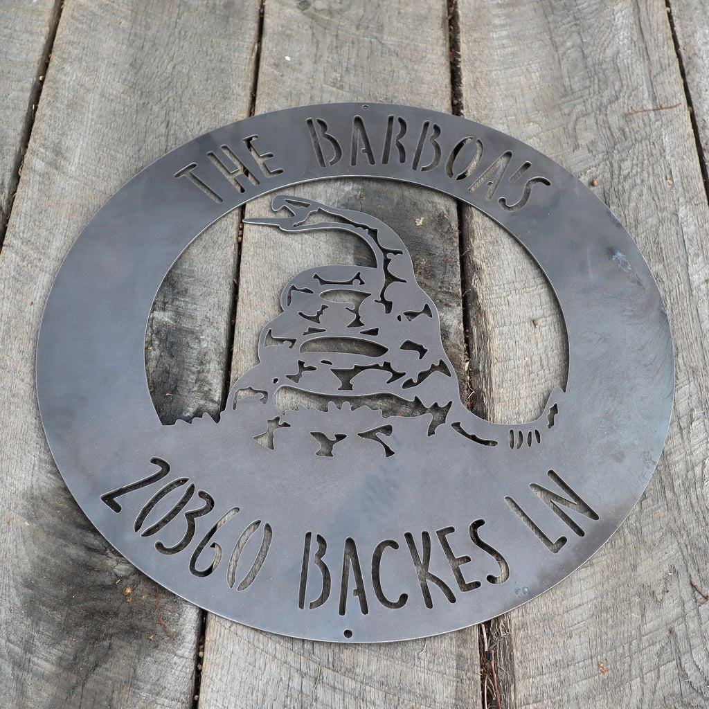 Gadsden-Style Snake Metal Address Sign