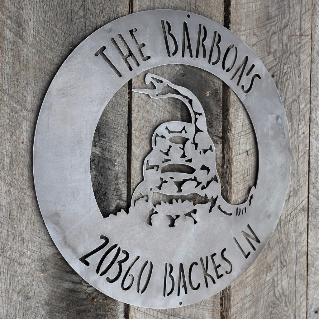 Gadsden-Style Snake Metal Address Sign