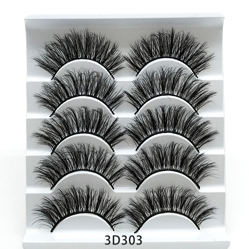 3D Mink False Eyelashes | 5 Pairs of Soft & Natural Cotton Band Lashes 